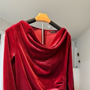 Velvet red high low frock